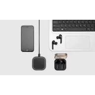 TWS earbuds in wireless charging case, black ABS black