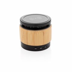 Bamboo wireless charger speaker, brown Bamboo brown