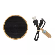   Boxa portabila wireless RCS 3W, Everestus, 42FEB231542, 4.3xØ7.4 cm, Bambus, ABS, Negru