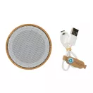 Boxa portabila wireless RCS 3W, Everestus, 42FEB231543, 4.3xØ7.4 cm, Bambus, ABS, Alb
