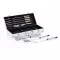 Set accesorii gratar 12 piese in cutie de aluminiu, Everestus, BQ, otel inoxidabil, argintiu