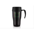 Cana de calatorie 350 ml, cu maner, Everestus, BM03, polipropilena, otel inoxidabil, negru