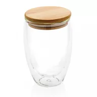   Set 2 cani cu capac, Everestus, 2707020, Sticla, Bambus, 250 ml, 8.8x5.5x10.8 cm, Transparent