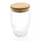 Set 2 cani cu capac, Everestus, 2707020, Sticla, Bambus, 250 ml, 8.8x5.5x10.8 cm, Transparent