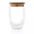 Set 2 cani cu capac, Everestus, 2707020, Sticla, Bambus, 250 ml, 8.8x5.5x10.8 cm, Transparent