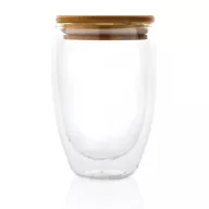   Set 2 cani cu capac, Everestus, 2707020, Sticla, Bambus, 250 ml, 8.8x5.5x10.8 cm, Transparent