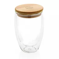   Set 2 cani cu capac, Everestus, 2707020, Sticla, Bambus, 250 ml, 8.8x5.5x10.8 cm, Transparent