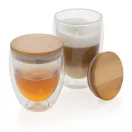 Set 2 cani cu capac, Everestus, 2707020, Sticla, Bambus, 250 ml, 8.8x5.5x10.8 cm, Transparent