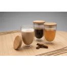 Set 2 cani cu capac, Everestus, 2707020, Sticla, Bambus, 250 ml, 8.8x5.5x10.8 cm, Transparent