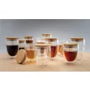Set 2 cani cu capac, Everestus, 2707020, Sticla, Bambus, 250 ml, 8.8x5.5x10.8 cm, Transparent
