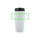 Cana de calatorie 300 ml, design geometric, Everestus, JU047, otel inoxidabil, alb