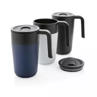   Cana de voiaj, Everestus, 18SEP3121, 480 ml, 12.8x8.8x15.2x Ø8.8 cm, Polipropilena, Otel, Alb
