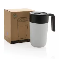   Cana de voiaj, Everestus, 18SEP3121, 480 ml, 12.8x8.8x15.2x Ø8.8 cm, Polipropilena, Otel, Alb