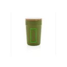 Cana de voiaj, Everestus, 42FEB231151, 300 ml, 12.6xØ8.2 cm, Polipropilena, Bambus, Verde