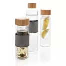 Sticla de apa cu infuzor, 360 ml, 20xø7.2 cm, Everestus, 20SEP0129, Sticla, Bambus, Transparent