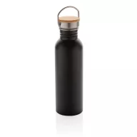   Sticla de apa, sport, Everestus, 2707256, Otel, Bambus, 700 ml, 7.1x7.1x24xø7.1 cm, Negru
