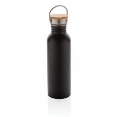   Sticla de apa, sport, Everestus, 2707256, Otel, Bambus, 700 ml, 7.1x7.1x24xø7.1 cm, Negru