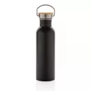 Sticla de apa, sport, Everestus, 2707256, Otel, Bambus, 700 ml, 7.1x7.1x24xø7.1 cm, Negru