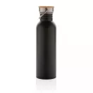 Sticla de apa, sport, Everestus, 2707256, Otel, Bambus, 700 ml, 7.1x7.1x24xø7.1 cm, Negru