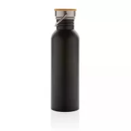   Sticla de apa, sport, Everestus, 2707256, Otel, Bambus, 700 ml, 7.1x7.1x24xø7.1 cm, Negru