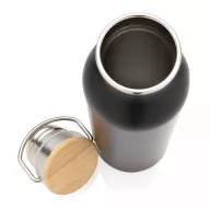   Sticla de apa, sport, Everestus, 2707256, Otel, Bambus, 700 ml, 7.1x7.1x24xø7.1 cm, Negru