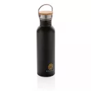 Sticla de apa, sport, Everestus, 2707256, Otel, Bambus, 700 ml, 7.1x7.1x24xø7.1 cm, Negru