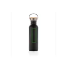 Sticla de apa, sport, Everestus, 2707256, Otel, Bambus, 700 ml, 7.1x7.1x24xø7.1 cm, Negru
