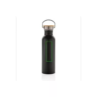   Sticla de apa, sport, Everestus, 2707256, Otel, Bambus, 700 ml, 7.1x7.1x24xø7.1 cm, Negru