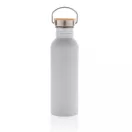 Sticla de apa, sport, Everestus, 2707260, Otel, Bambus, 700 ml, 7.1x7.1x24xø7.1 cm, Alb