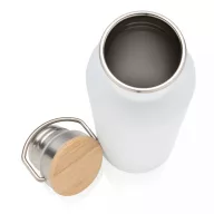   Sticla de apa, sport, Everestus, 2707260, Otel, Bambus, 700 ml, 7.1x7.1x24xø7.1 cm, Alb