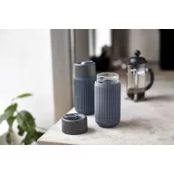   Cana de voiaj, 340 ml, Black & Blum, 2601E14719, 16.5xØ7.2 cm, Sticla, Silicon, Gri