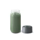 Cana de voiaj, 340 ml, Black & Blum, 2601E14720, 16.5xØ7.2 cm, Sticla, Silicon, Verde Olive
