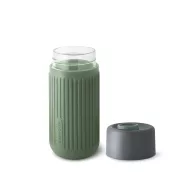   Cana de voiaj, 340 ml, Black & Blum, 2601E14720, 16.5xØ7.2 cm, Sticla, Silicon, Verde Olive