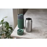   Cana de voiaj, 340 ml, Black & Blum, 2601E14720, 16.5xØ7.2 cm, Sticla, Silicon, Verde Olive
