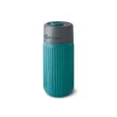 Cana de voiaj, 340 ml, Black & Blum, 2601E14721, 16.5xØ7.2 cm, Sticla, Silicon, Turcoaz