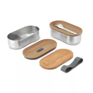   Caserola pentru alimente, 500 ml, Black & Blum, 2601E14725, 18.5x9.7x12 cm, Otel, Bambus, Gri