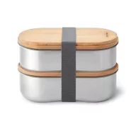   Caserola pentru alimente, 500 ml, Black & Blum, 2601E14725, 18.5x9.7x12 cm, Otel, Bambus, Gri