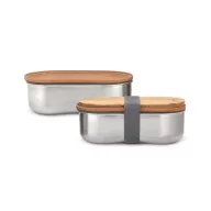   Caserola pentru alimente, 500 ml, Black & Blum, 2601E14725, 18.5x9.7x12 cm, Otel, Bambus, Gri