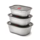 Set 3 caserole pranz, 2509E17022, Black & Blum, 20.6x15.4x10.9 cm, Otel, Polipropilena, Gri