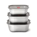 Set 3 caserole pranz, 2509E17022, Black & Blum, 20.6x15.4x10.9 cm, Otel, Polipropilena, Gri
