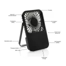 Ventilator reincarcabil pentru birou, Everestus, 2601E14705, 17x10x2 cm, ABS, Negru