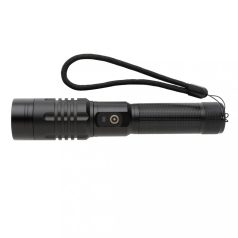   Lanterna usb reincarcabila, GearX, 22FEB1409, 19.5x8x3.4xØ 3.4 cm, Aluminiu, Negru