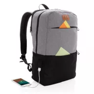   Rucsac laptop 15.6 inch, buzunar frontal, port usb, fara pvc, Everestus, 20IAN187, rpet, Gri