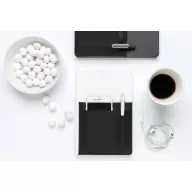   Agenda A5 cu buzunare pentru telefon si pix, Everestus, DE, pu, hartie, negru