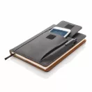 Agenda A5 cu buzunar frontal pentru telefon, 160 pagini, Everestus, PT, pu, hartie, negru