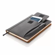   Agenda A5 cu buzunar frontal pentru telefon, 160 pagini, Everestus, PT, pu, hartie, negru