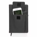 Agenda A5 cu buzunar frontal pentru telefon, 160 pagini, Everestus, PT, pu, hartie, negru