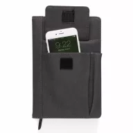   Agenda A5 cu buzunar frontal pentru telefon, 160 pagini, Everestus, PT, pu, hartie, negru