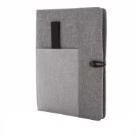   Agenda A5 cu buzunar pentru telefon si pix, 128 pagini, XD, KO, poliester, gri