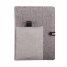 Agenda A5 cu buzunar pentru telefon si pix, 128 pagini, XD, KO, poliester, gri